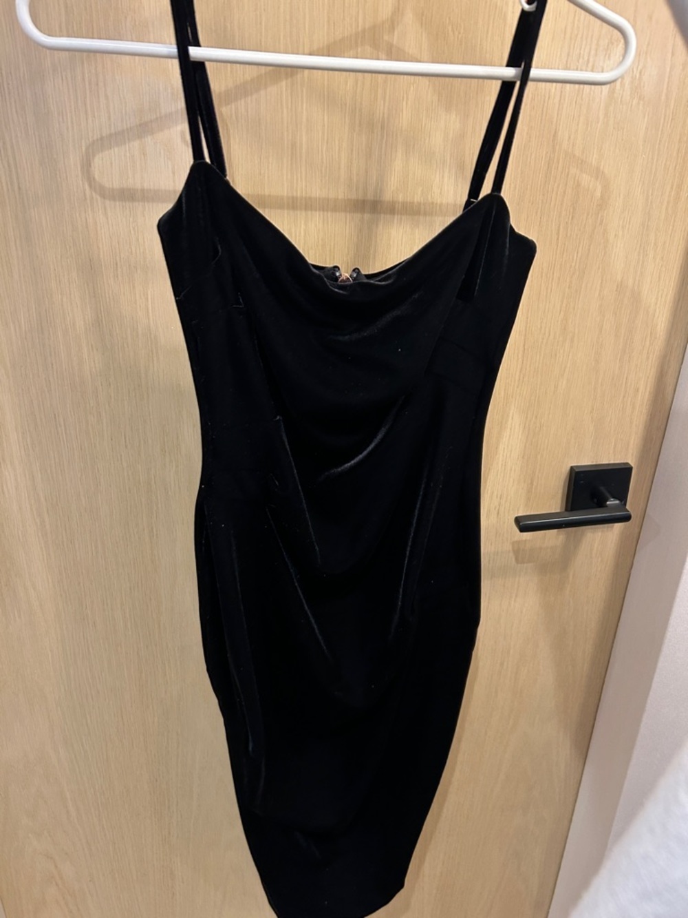 Nookie Black Velvet Cowl Slip Midi Dress